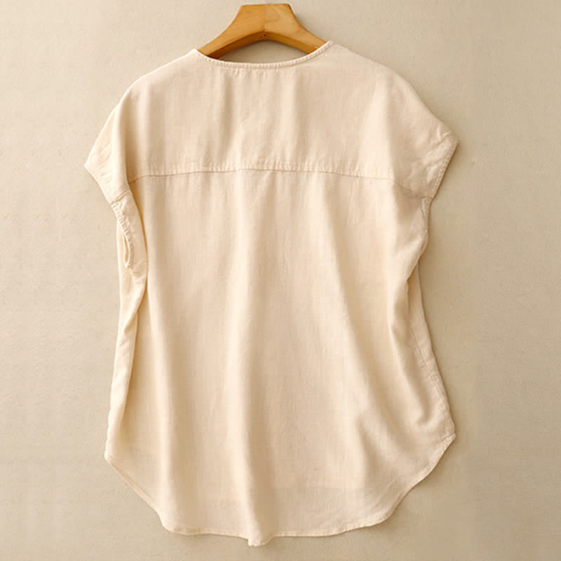 Canotta da donna senza maniche, stile minimalista estivo, casual, con bottoni e tasca applicata, con Buddha Stones. - image 1
