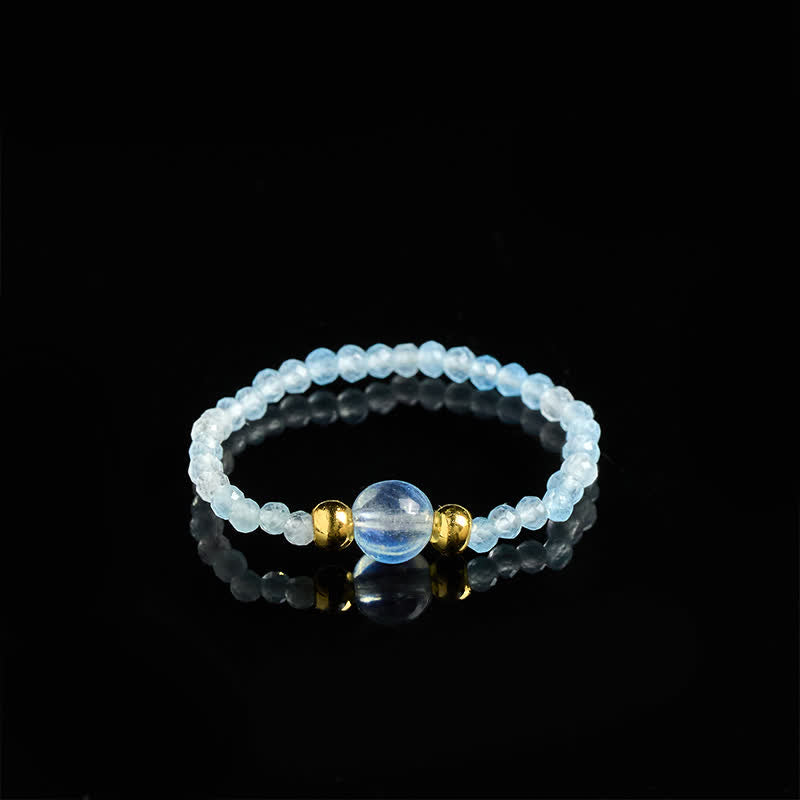 Buddha Stones Anello elastico curativo con mini perline da 2 mm in rodonite naturale, acquamarina, topazio e quarzo rosa. - image 21