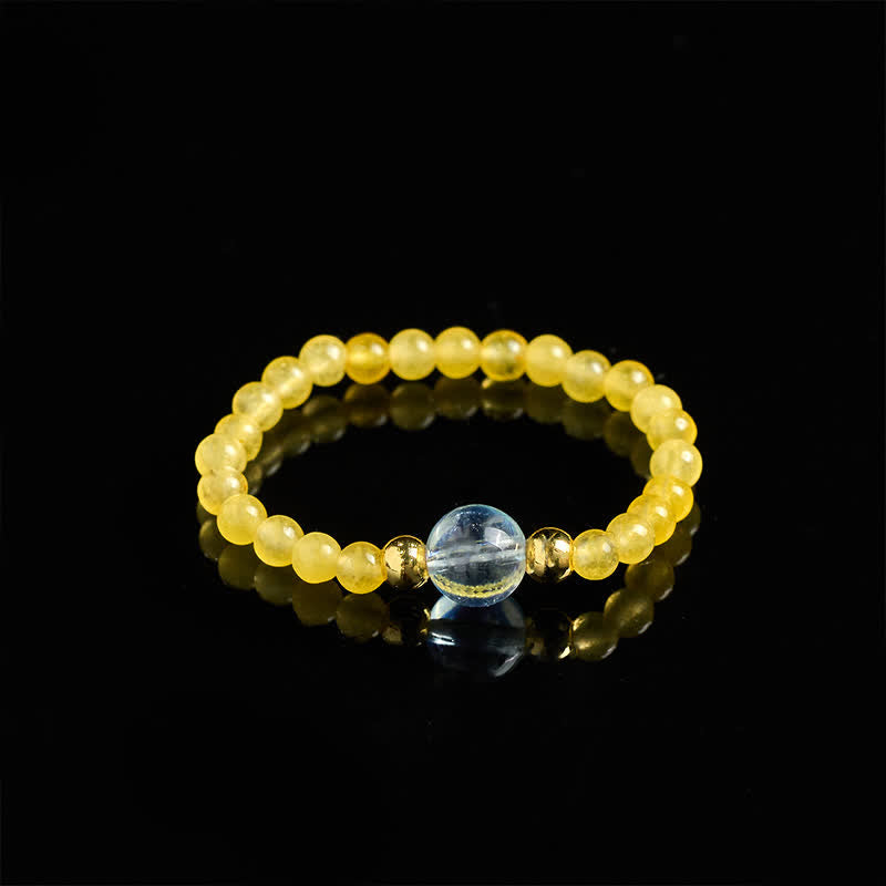 Buddha Stones Anello elastico curativo con mini perline da 2 mm in rodonite naturale, acquamarina, topazio e quarzo rosa. - image 9