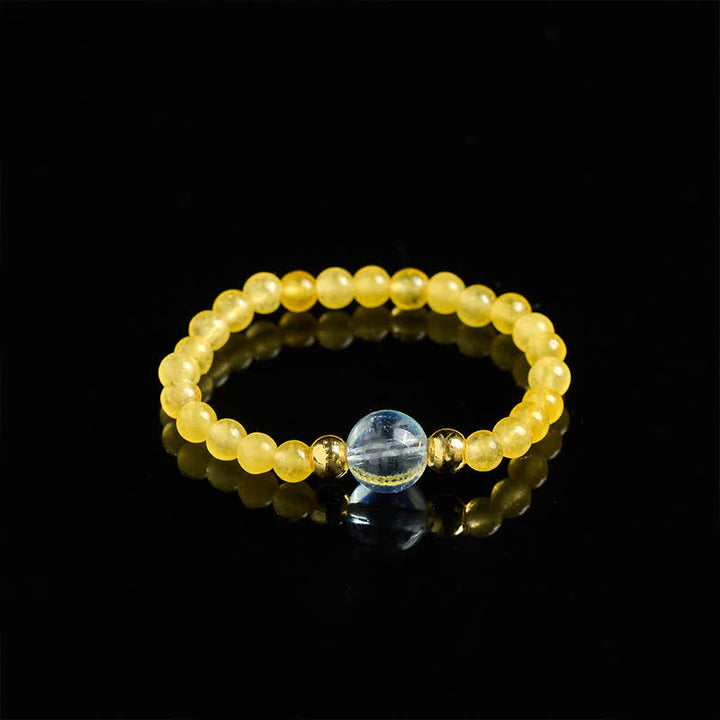 Buddha Stones Anello elastico curativo con mini perline da 2 mm in rodonite naturale, acquamarina, topazio e quarzo rosa. - image 9