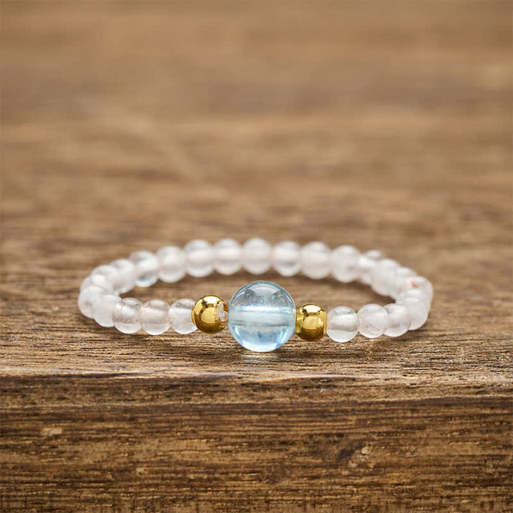 Buddha Stones Anello elastico curativo con mini perline da 2 mm in rodonite naturale, acquamarina, topazio e quarzo rosa. - Quarzo rosa naturale (il colore può variare) + Acquamarina naturale (il colore può variare) (2 mm + 4 mm) - image 13