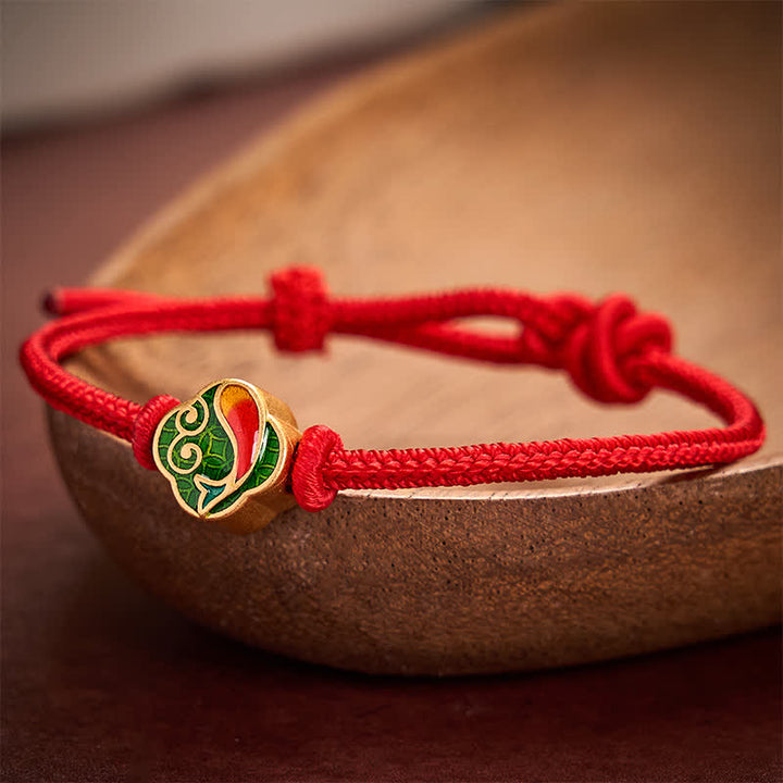 Buddha Stones Braccialetto regolabile con cordino intrecciato a doppia carpa koi, fatto a mano con filo rosso. - image 10
