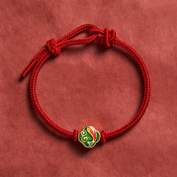 Buddha Stones Braccialetto regolabile con cordino intrecciato a doppia carpa koi, fatto a mano con filo rosso. - image 12
