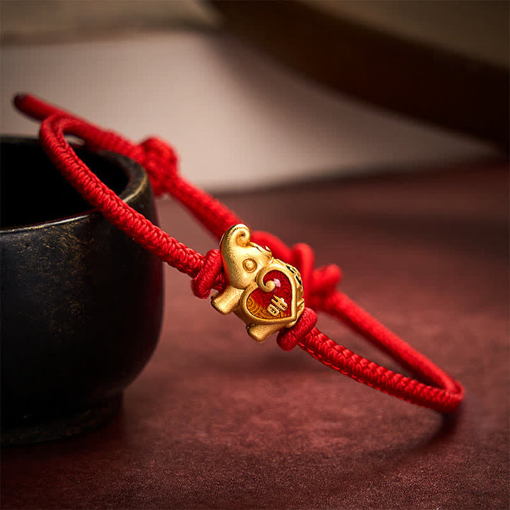 Buddha Stones Braccialetto regolabile intrecciato a mano con cordino rosso, elefante, amore e cuore, protezione. - Rosso - 5,91-7,48 pollici (15-19 cm) - image 8