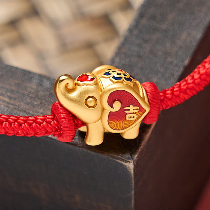 Buddha Stones Braccialetto regolabile intrecciato a mano con cordino rosso, elefante, amore e cuore, protezione. - image 12
