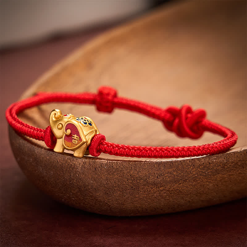 Buddha Stones Braccialetto regolabile intrecciato a mano con cordino rosso, elefante, amore e cuore, protezione. - image 10