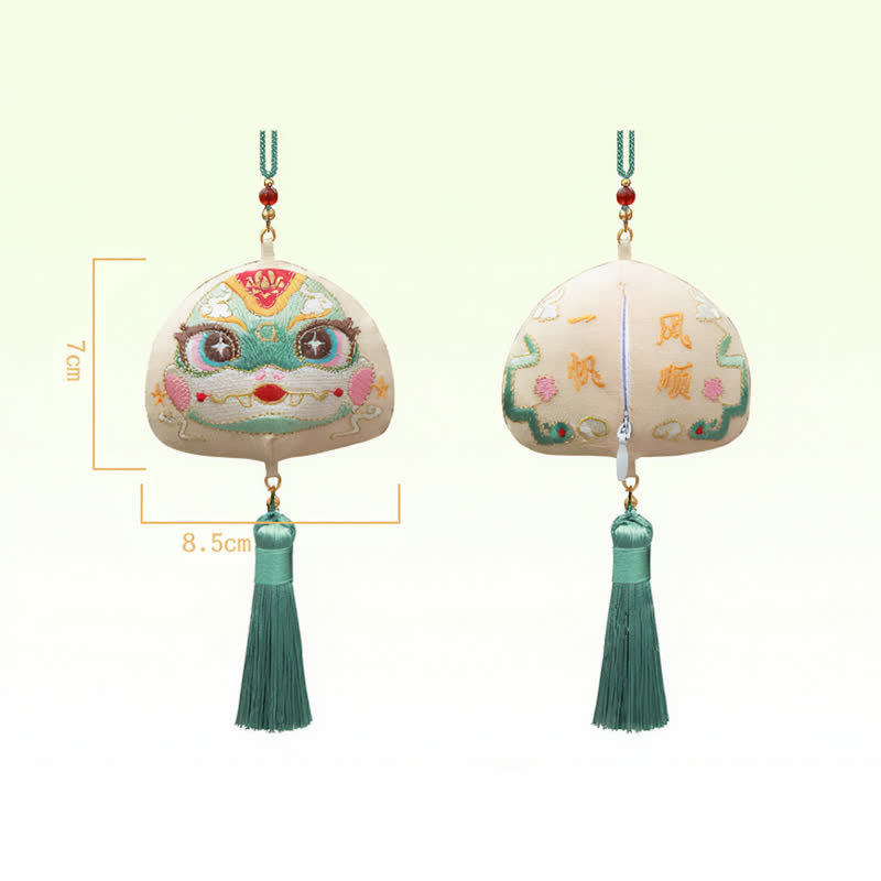 Buddha Stones Decorazione con nappa a tema drago e tigre ricamati dello zodiaco cinese, portafortuna e simpatici animali. - Serpente - image 22