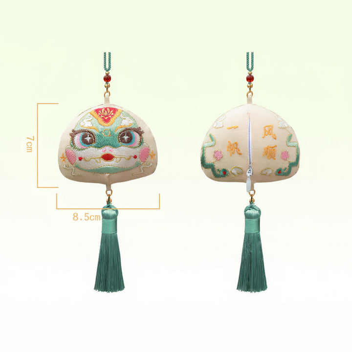 Buddha Stones Decorazione con nappa a tema drago e tigre ricamati dello zodiaco cinese, portafortuna e simpatici animali. - Serpente - image 22