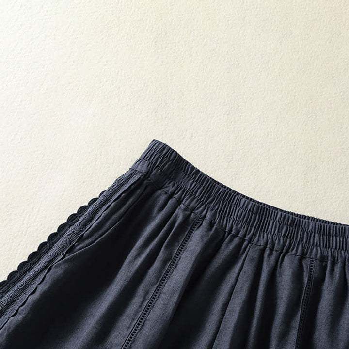 Buddha Stones Pantaloncini da donna estivi casual in stile boho, tinta unita, con lacci laterali decorativi e tasche. - image 12