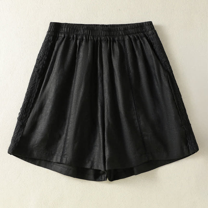 Buddha Stones Pantaloncini da donna estivi casual in stile boho, tinta unita, con lacci laterali decorativi e tasche. - Nero - US8-10, UK/AU12-14, EU40-42 (2XL) - image 5