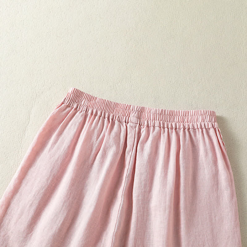 Buddha Stones Pantaloncini da donna estivi casual in stile boho, tinta unita, con lacci laterali decorativi e tasche. - image 16