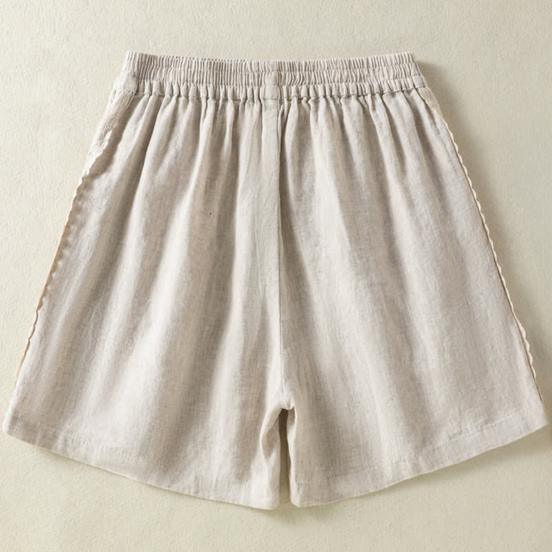 Buddha Stones Pantaloncini da donna estivi casual in stile boho, tinta unita, con lacci laterali decorativi e tasche. - image 21