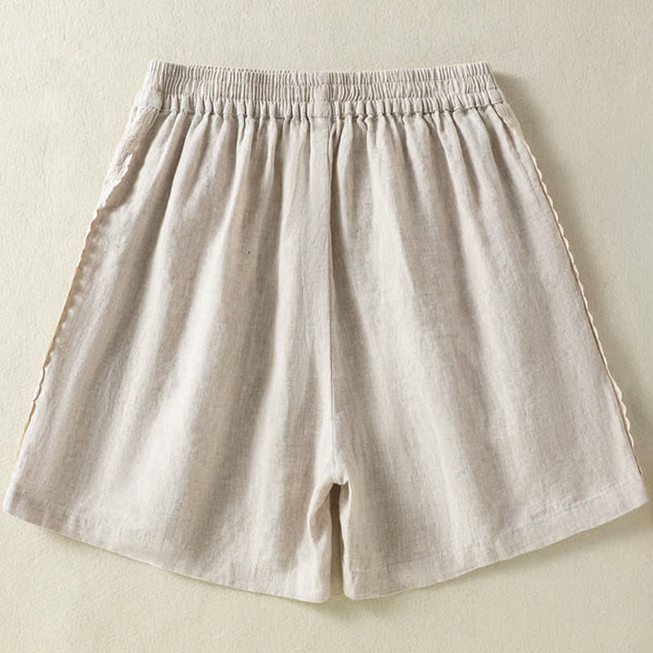 Buddha Stones Pantaloncini da donna estivi casual in stile boho, tinta unita, con lacci laterali decorativi e tasche. - image 21