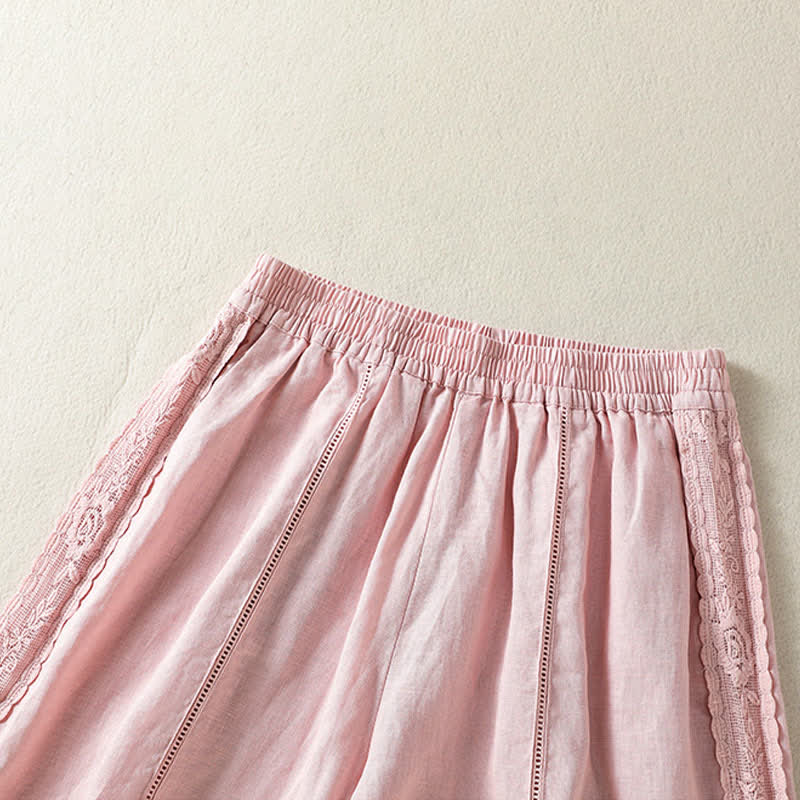 Buddha Stones Pantaloncini da donna estivi casual in stile boho, tinta unita, con lacci laterali decorativi e tasche. - image 17