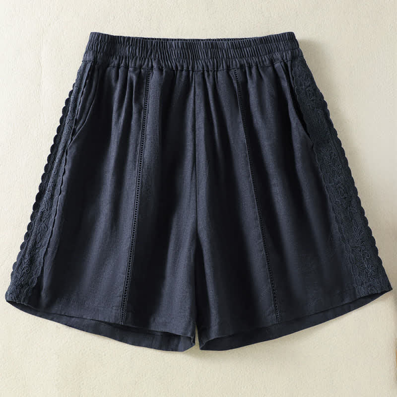 Buddha Stones Pantaloncini da donna estivi casual in stile boho, tinta unita, con lacci laterali decorativi e tasche. - Blu notte - US8-10, UK/AU12-14, EU40-42 (2XL) - image 10