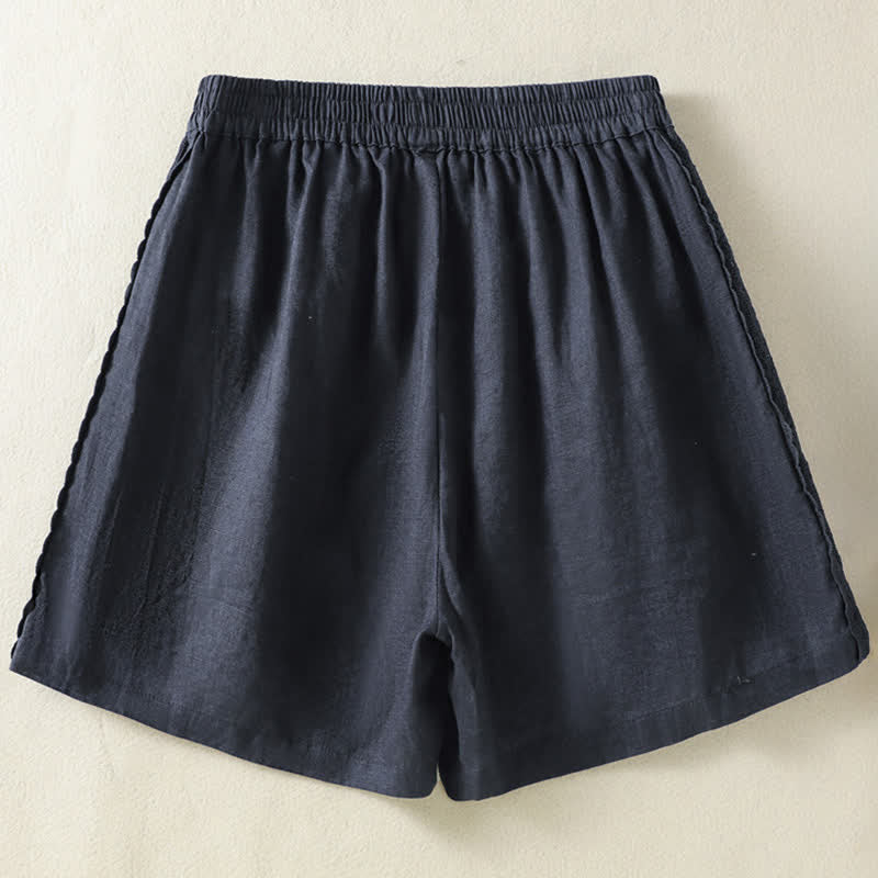 Buddha Stones Pantaloncini da donna estivi casual in stile boho, tinta unita, con lacci laterali decorativi e tasche. - image 11