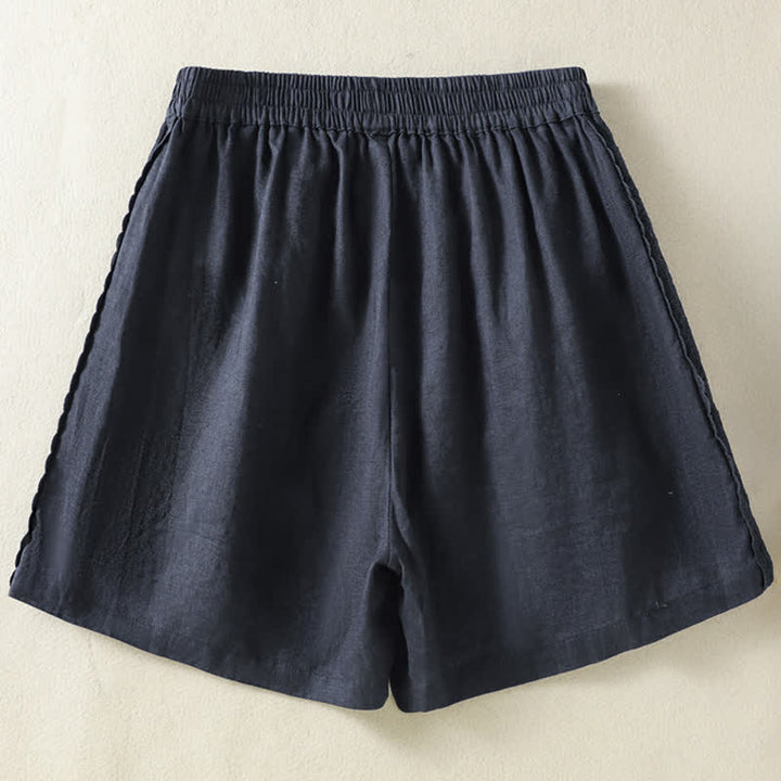 Buddha Stones Pantaloncini da donna estivi casual in stile boho, tinta unita, con lacci laterali decorativi e tasche. - image 11