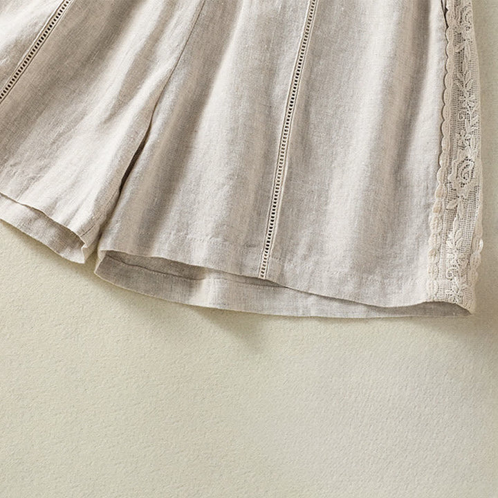 Buddha Stones Pantaloncini da donna estivi casual in stile boho, tinta unita, con lacci laterali decorativi e tasche. - image 23
