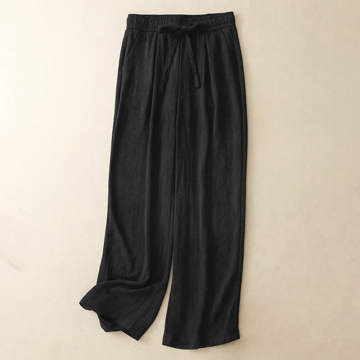Buddha Stones Pantaloni estivi casual minimalisti con coulisse, tinta unita, alla caviglia, da donna, a gamba dritta con tasche. - Nero - US8-10, UK/AU12-14, EU40-42 (2XL) - image 8