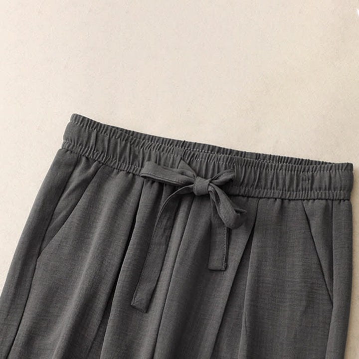 Buddha Stones Pantaloni estivi casual minimalisti con coulisse, tinta unita, alla caviglia, da donna, a gamba dritta con tasche. - image 14