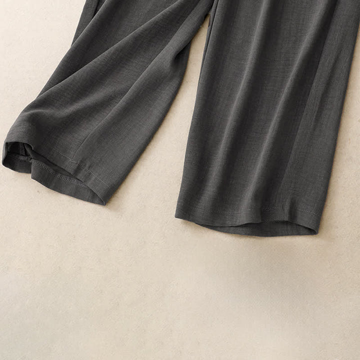 Buddha Stones Pantaloni estivi casual minimalisti con coulisse, tinta unita, alla caviglia, da donna, a gamba dritta con tasche. - image 17