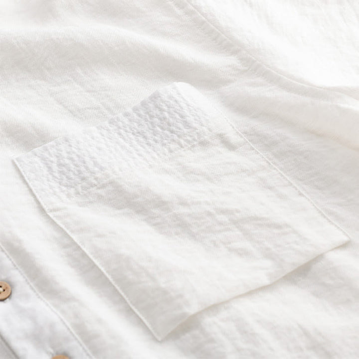 Buddha Stones Camicia da uomo estiva a maniche corte, stile Tang, casual, con colletto alla coreana, mezzo bottone e taschino applicato. - image 15