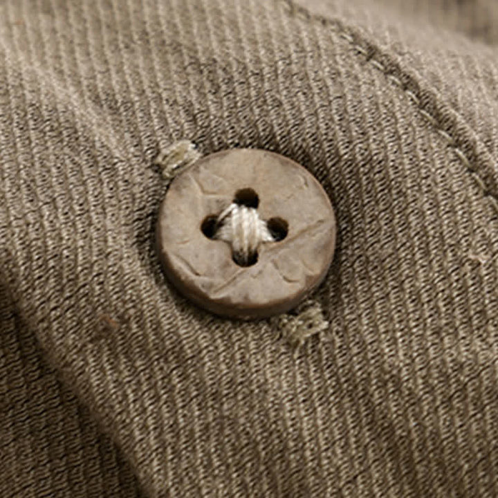 Buddha Stones Camicia da uomo estiva a maniche corte, stile Tang, casual, con colletto alla coreana, mezzo bottone e taschino applicato. - image 3