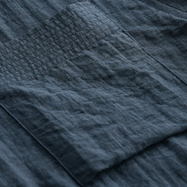 Buddha Stones Camicia da uomo estiva a maniche corte, stile Tang, casual, con colletto alla coreana, mezzo bottone e taschino applicato. - image 8