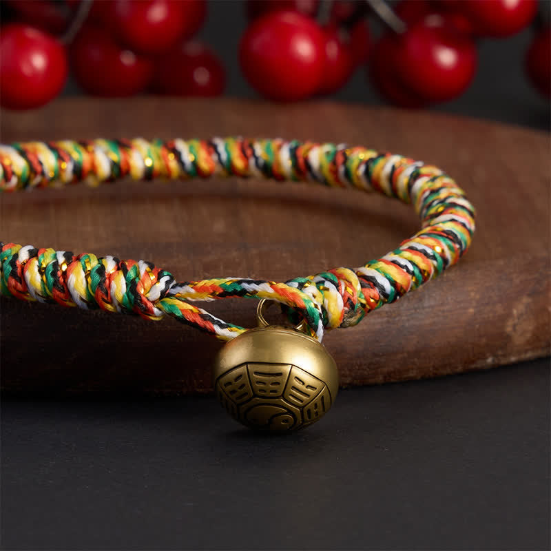 Buddha Stones Bracciale intrecciato a mano con cordino colorato a forma di loto e motivo a loto. - image 1