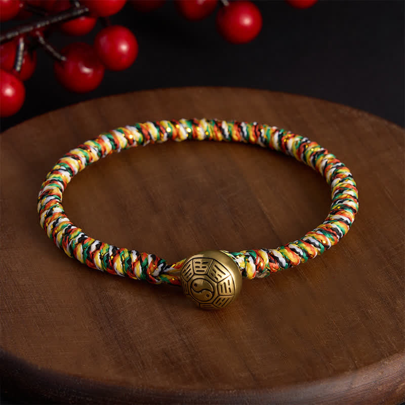 Buddha Stones Bracciale intrecciato a mano con cordino colorato a forma di loto e motivo a loto. - Bagua - 7,5 pollici (19 cm) - image 0
