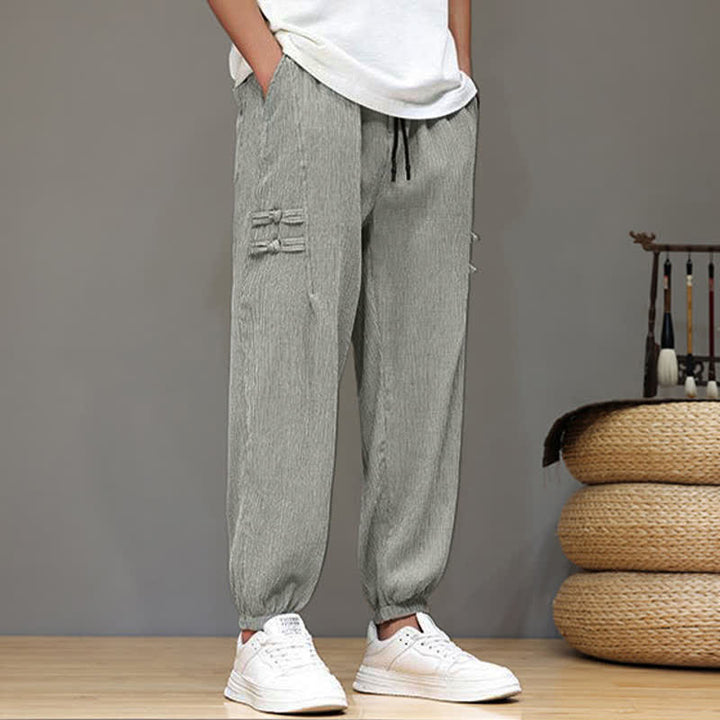 Buddha Stones Pantaloni estivi casual stile Tang, modello harem da uomo, a tinta unita, corti, con tasche. - image 21