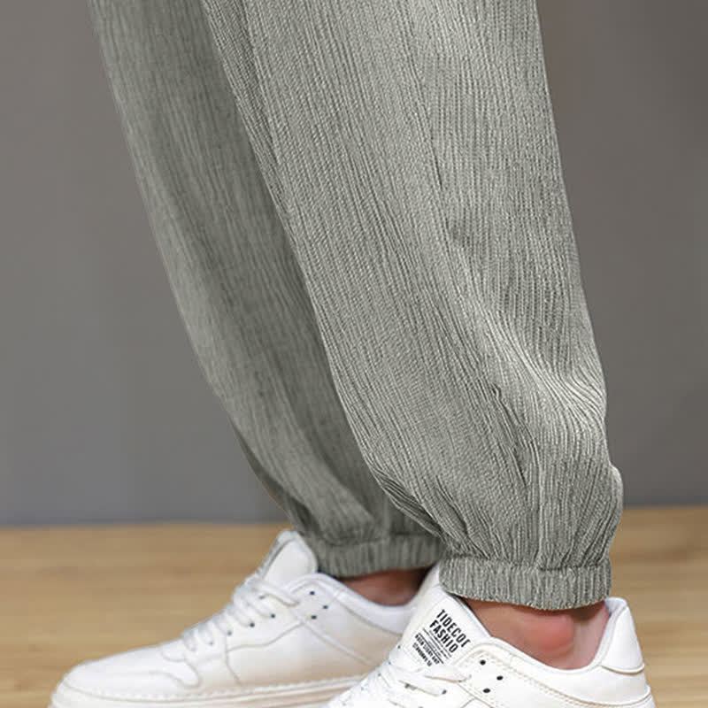 Buddha Stones Pantaloni estivi casual stile Tang, modello harem da uomo, a tinta unita, corti, con tasche. - image 29