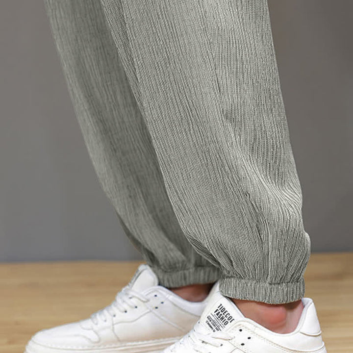 Buddha Stones Pantaloni estivi casual stile Tang, modello harem da uomo, a tinta unita, corti, con tasche. - image 29