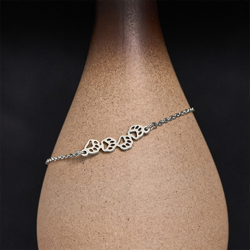 Buddha Stones Bracciale con bilanciere a quattro zampe di gatto in acciaio al titanio - Argentato (Circonferenza del polso: 17–22 cm) - image 3