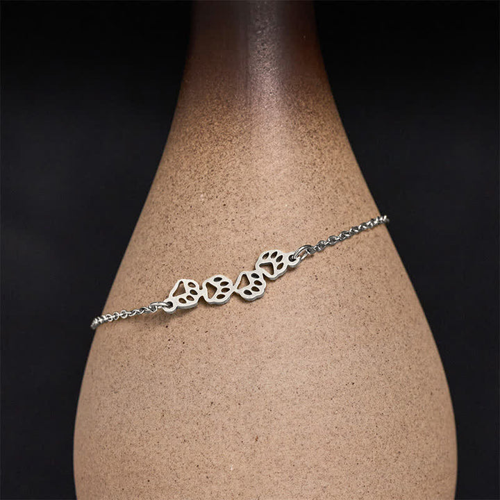 Buddha Stones Bracciale con bilanciere a quattro zampe di gatto in acciaio al titanio - Argentato (Circonferenza del polso: 17–22 cm) - image 3