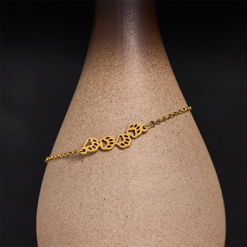 Buddha Stones Bracciale con bilanciere a quattro zampe di gatto in acciaio al titanio - Dorato (Circonferenza del polso: 17–22 cm) - image 0