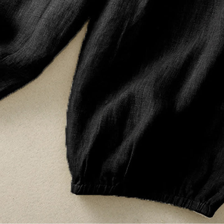 Buddha Stones Pantaloni capri estivi casual minimalisti con bottoni, tinta unita, pantaloni harem da donna con tasca - image 14