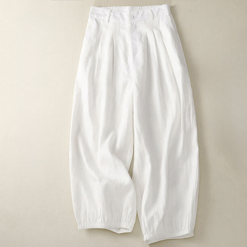 Buddha Stones Pantaloni capri estivi casual minimalisti con bottoni, tinta unita, pantaloni harem da donna con tasca - Avorio - US8-10, UK/AU12-14, EU40-42 (2XL) - image 16
