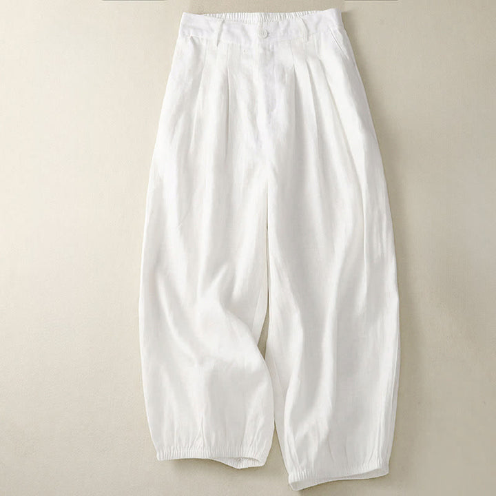 Buddha Stones Pantaloni capri estivi casual minimalisti con bottoni, tinta unita, pantaloni harem da donna con tasca - Avorio - US8-10, UK/AU12-14, EU40-42 (2XL) - image 16