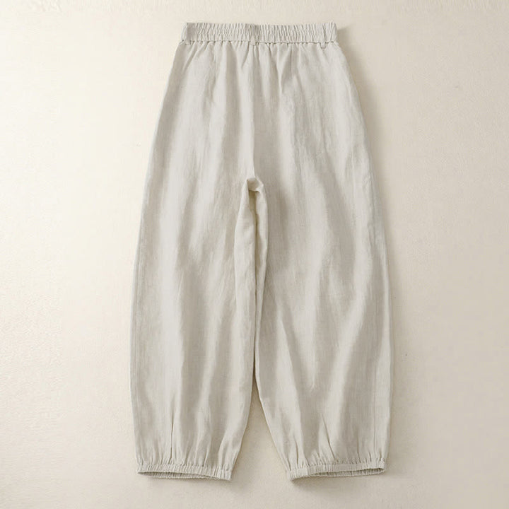 Buddha Stones Pantaloni capri estivi casual minimalisti con bottoni, tinta unita, pantaloni harem da donna con tasca - image 1