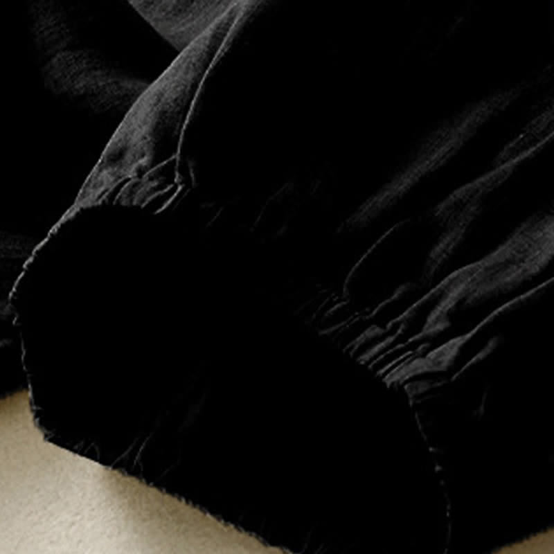 Buddha Stones Pantaloni capri estivi casual minimalisti con bottoni, tinta unita, pantaloni harem da donna con tasca - image 12
