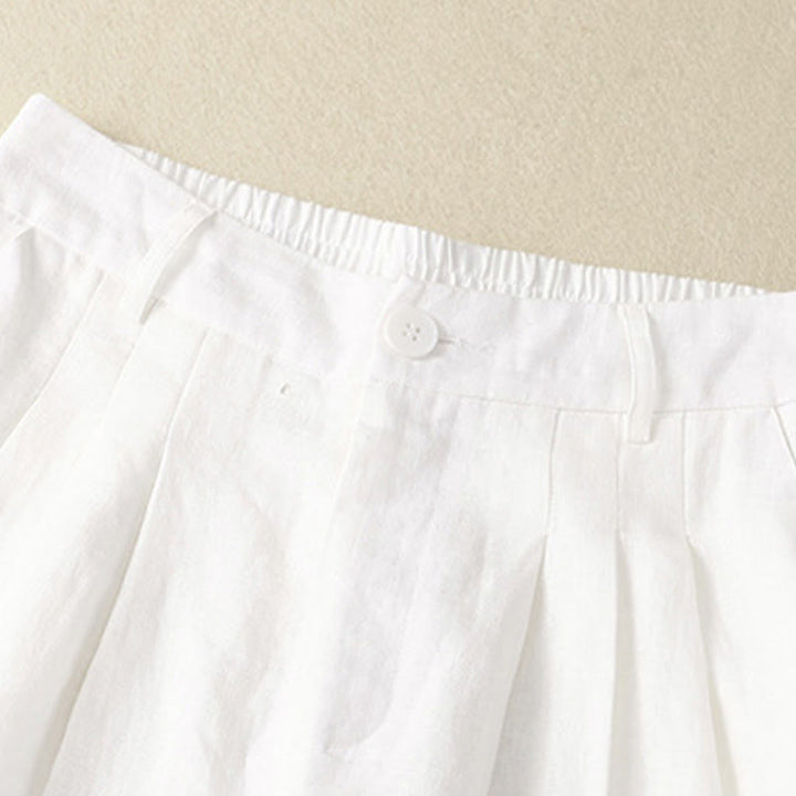 Buddha Stones Pantaloni capri estivi casual minimalisti con bottoni, tinta unita, pantaloni harem da donna con tasca - image 17