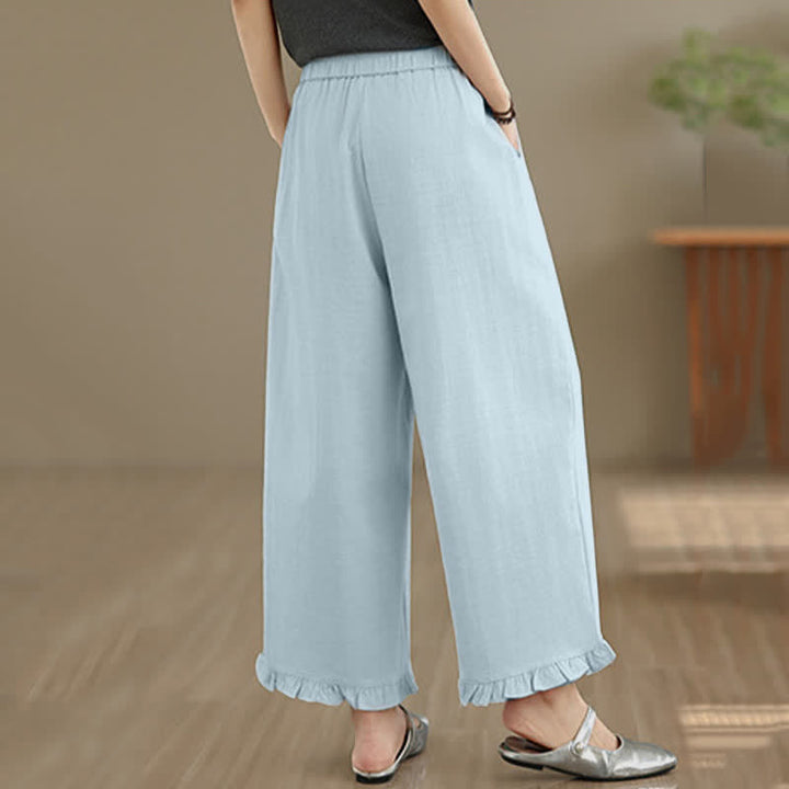 Pantaloni corti da donna a gamba larga con tasche, stile minimalista estivo, casual, con motivo Buddha Stones. - image 6