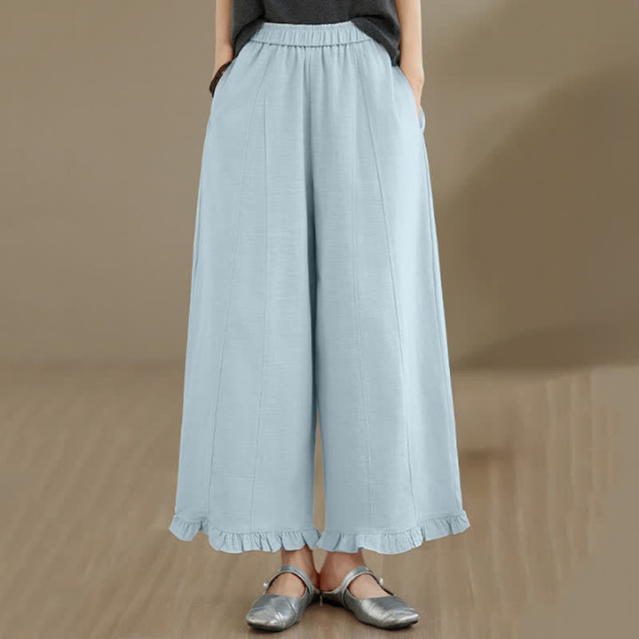Pantaloni corti da donna a gamba larga con tasche, stile minimalista estivo, casual, con motivo Buddha Stones. - image 5