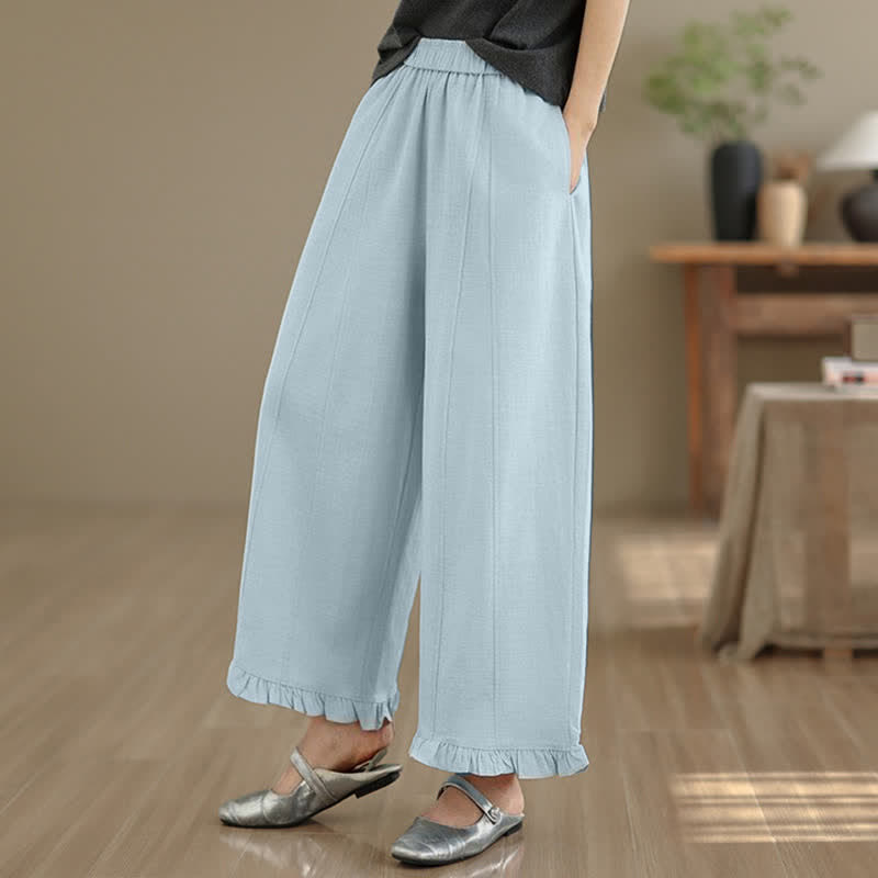 Pantaloni corti da donna a gamba larga con tasche, stile minimalista estivo, casual, con motivo Buddha Stones. - image 4