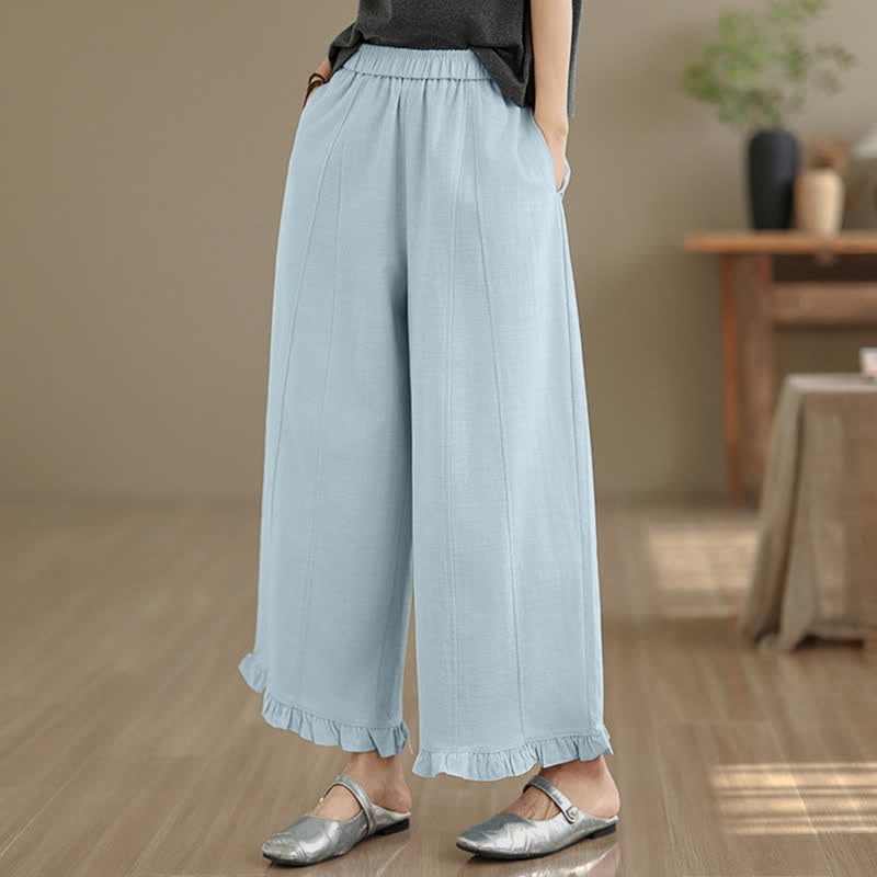 Pantaloni corti da donna a gamba larga con tasche, stile minimalista estivo, casual, con motivo Buddha Stones. - image 1