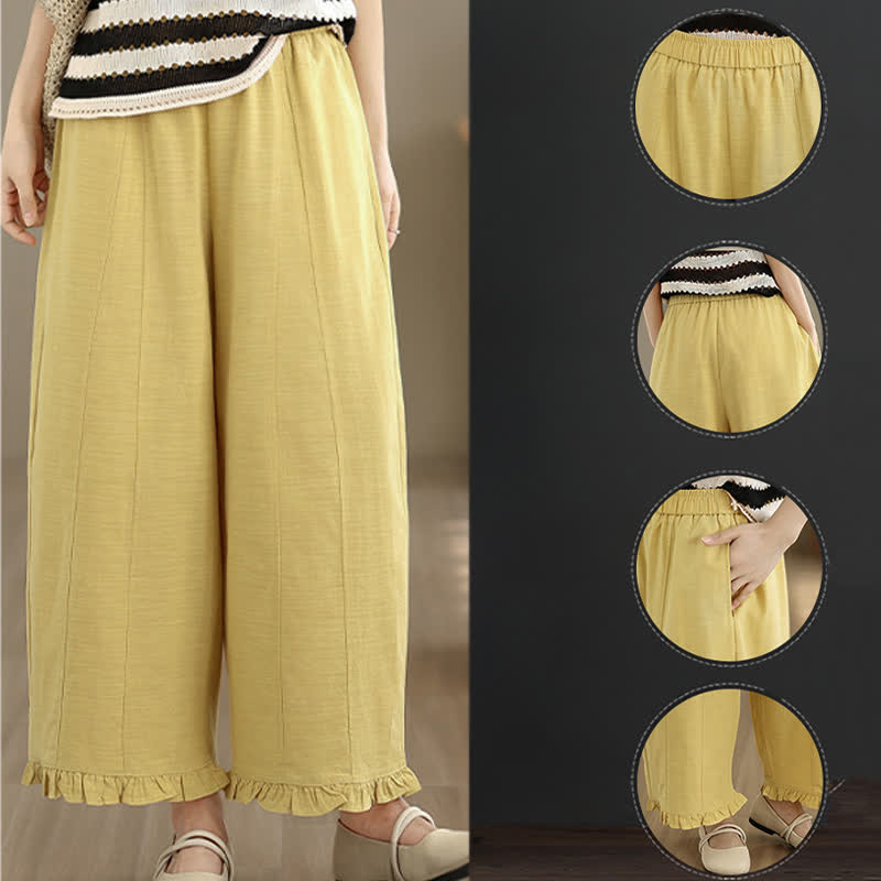 Pantaloni corti da donna a gamba larga con tasche, stile minimalista estivo, casual, con motivo Buddha Stones. - image 20