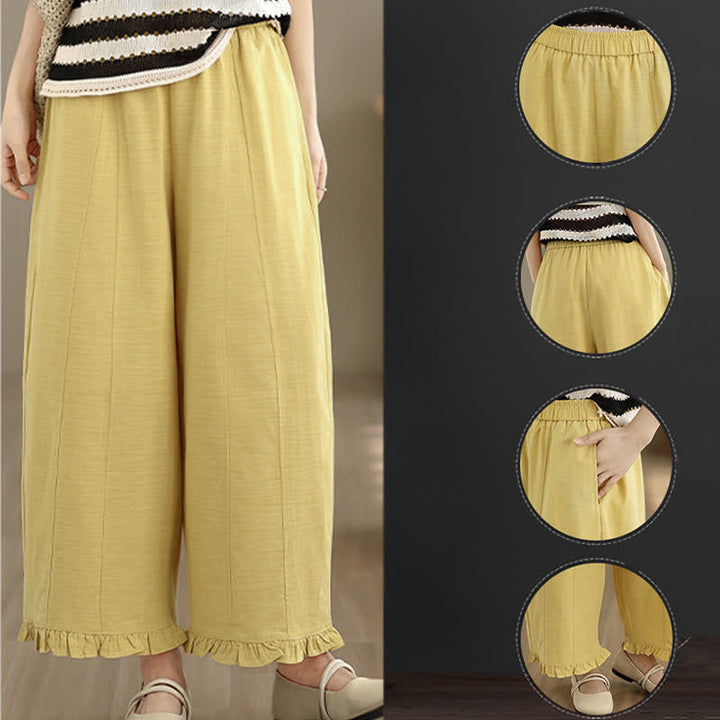 Pantaloni corti da donna a gamba larga con tasche, stile minimalista estivo, casual, con motivo Buddha Stones. - image 20