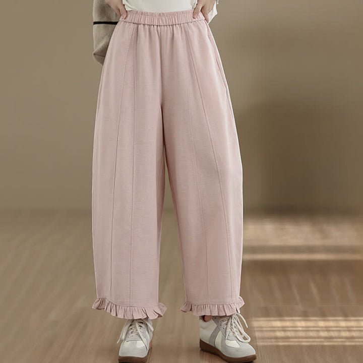 Pantaloni corti da donna a gamba larga con tasche, stile minimalista estivo, casual, con motivo Buddha Stones. - Rosa chiaro - US8-10, UK/AU12-14, EU40-42 (2XL) - image 7