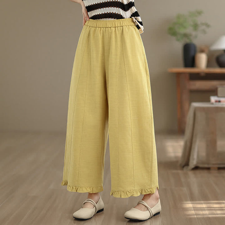 Pantaloni corti da donna a gamba larga con tasche, stile minimalista estivo, casual, con motivo Buddha Stones. - image 16